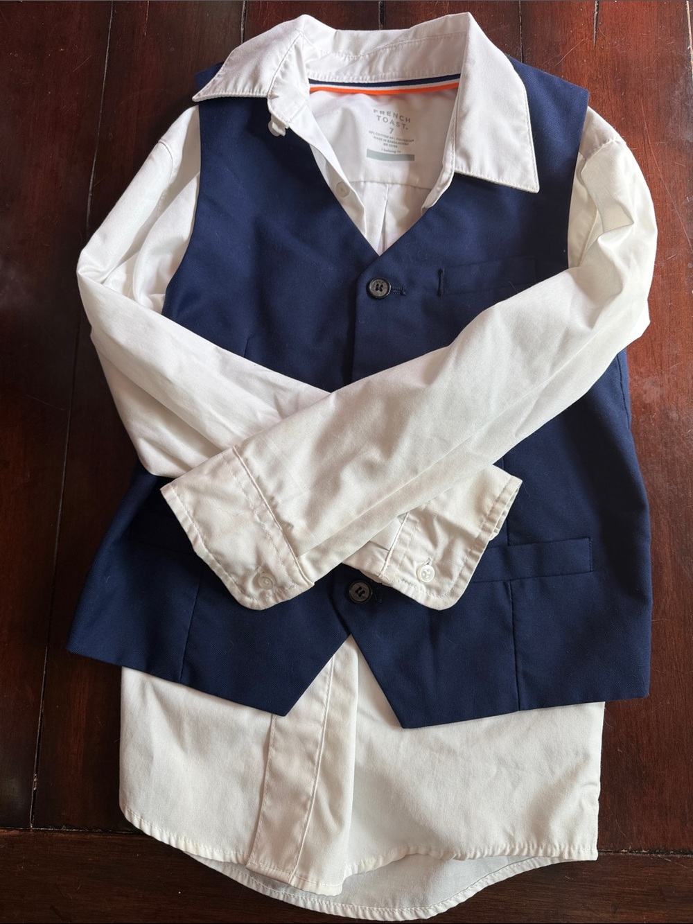 Navy Vest with White Shirt - Boys Suit Separates sku15